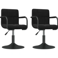 vidaXL Eetkamerstoelen draaibaar 2 st fluweel zwart