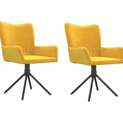 vidaXL Eetkamerstoelen draaibaar 2 st fluweel geel