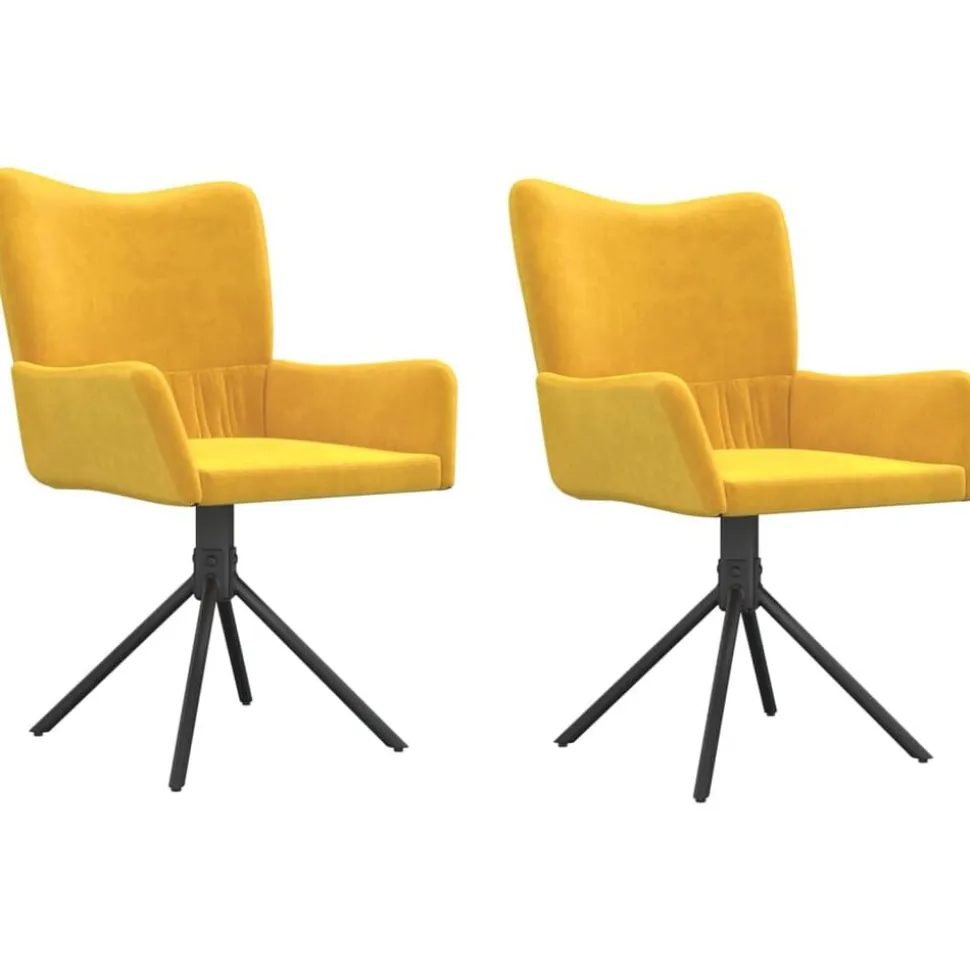 vidaXL Eetkamerstoelen draaibaar 2 st fluweel geel