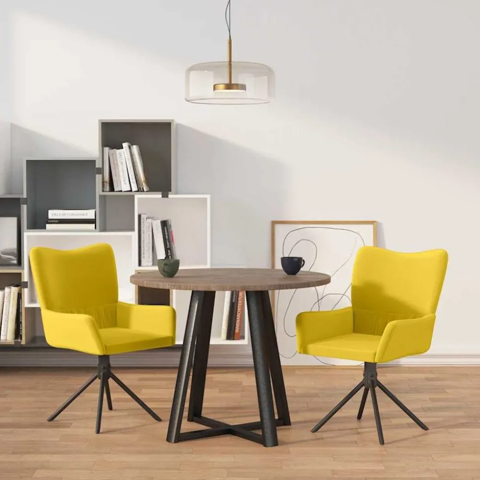 vidaXL Eetkamerstoelen draaibaar 2 st fluweel geel