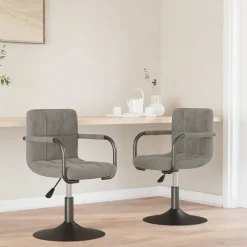 vidaXL Eetkamerstoelen draaibaar 2 st fluweel lichtgrijs