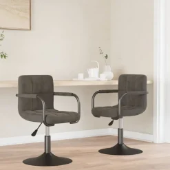 vidaXL Eetkamerstoelen draaibaar 2 st fluweel donkergrijs