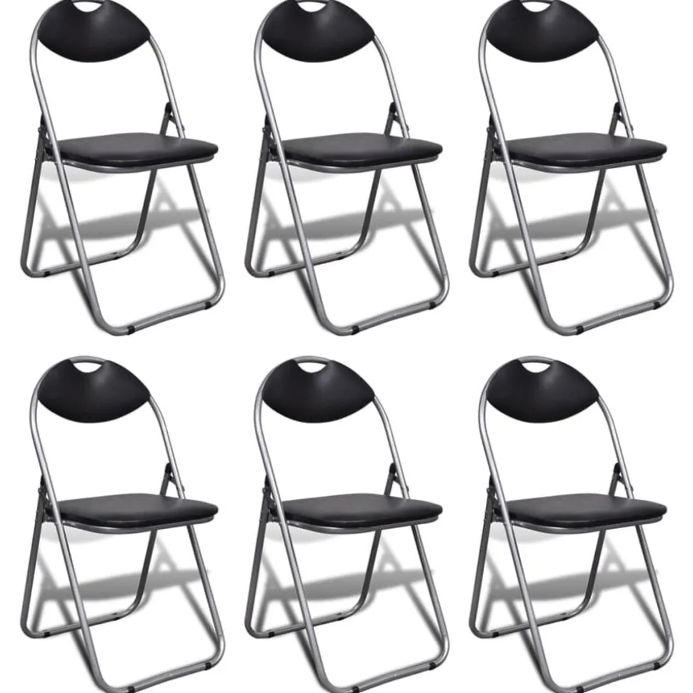 vidaXL Eetkamerstoelen inklapbaar 6 st kunstleer en staal zwart