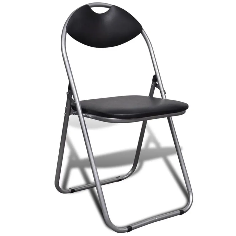 vidaXL Eetkamerstoelen inklapbaar 6 st kunstleer en staal zwart