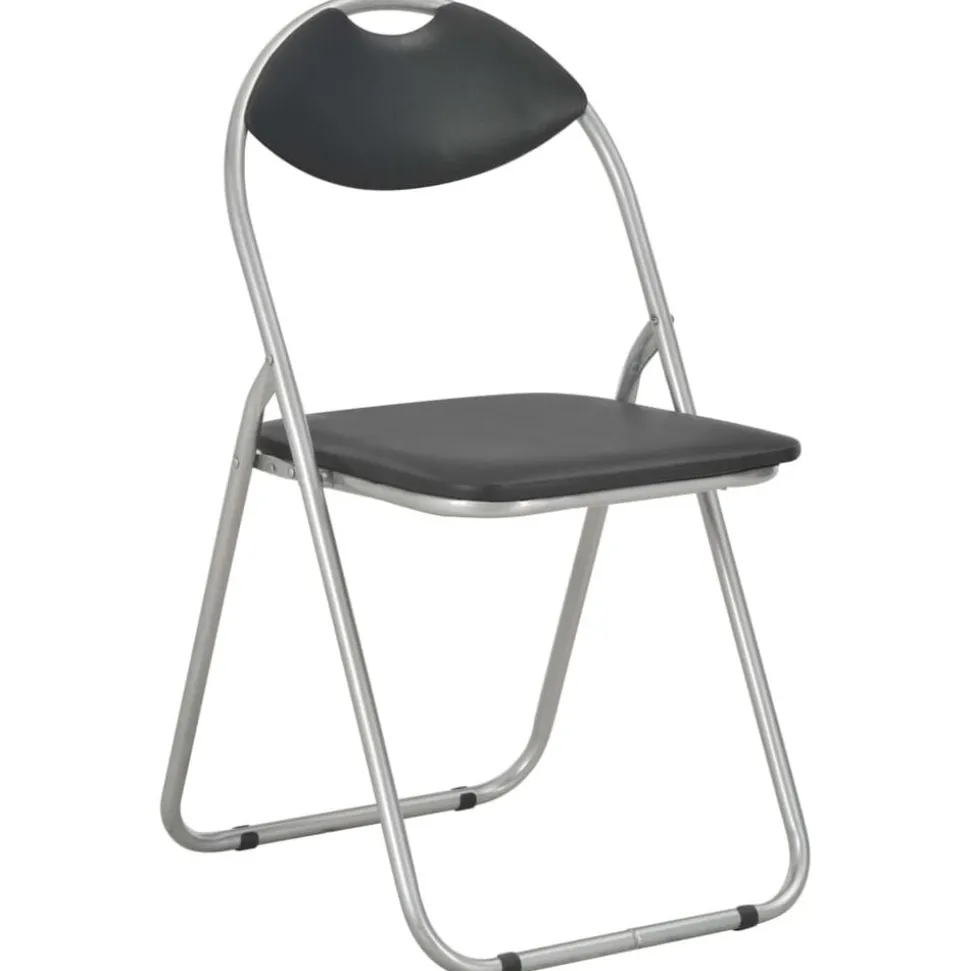 vidaXL Eetkamerstoelen inklapbaar 4 st kunstleer zwart