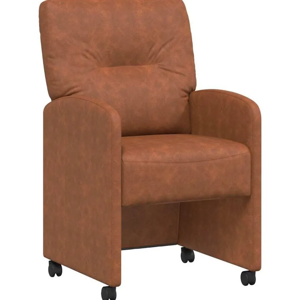 vidaXL Eetkamerstoelen met Wieltjes 2 pcs Bruin 57 x 67 x 95 cm