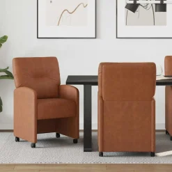 vidaXL Eetkamerstoelen met Wieltjes 2 pcs Bruin 57 x 67 x 95 cm
