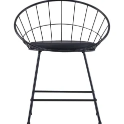 vidaXL Eetkamerstoelen met kunstleren zittingen 2 st staal zwart