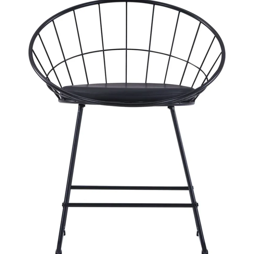 vidaXL Eetkamerstoelen met kunstleren zittingen 2 st staal zwart