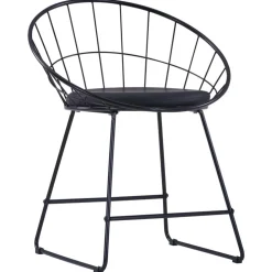 vidaXL Eetkamerstoelen met kunstleren zittingen 2 st staal zwart