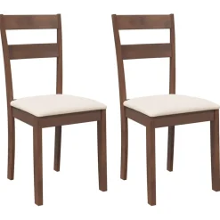 vidaXL Eetkamerstoelen met kussens 2 st massief hout rubber bruin