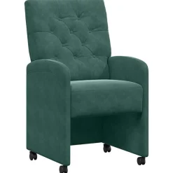 vidaXL Eetkamerstoelen met Wieltjes 2 pcs Donkergroen 58 x 67 x 97 cm