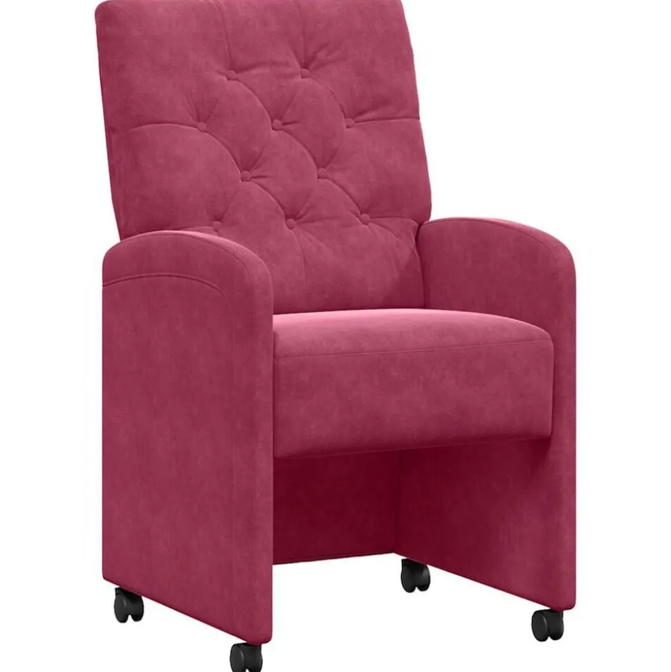 vidaXL Eetkamerstoelen met Wieltjes 2 pcs Wijnrood 58 x 67 x 97 cm