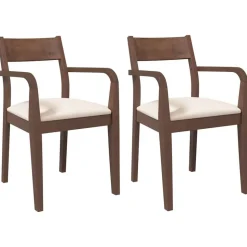 vidaXL Eetkamerstoelen met kussens 2 st massief hout rubber bruin
