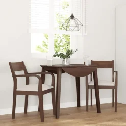 vidaXL Eetkamerstoelen met kussens 2 st massief hout rubber bruin