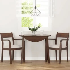 vidaXL Eetkamerstoelen met kussens 2 st massief hout rubber bruin