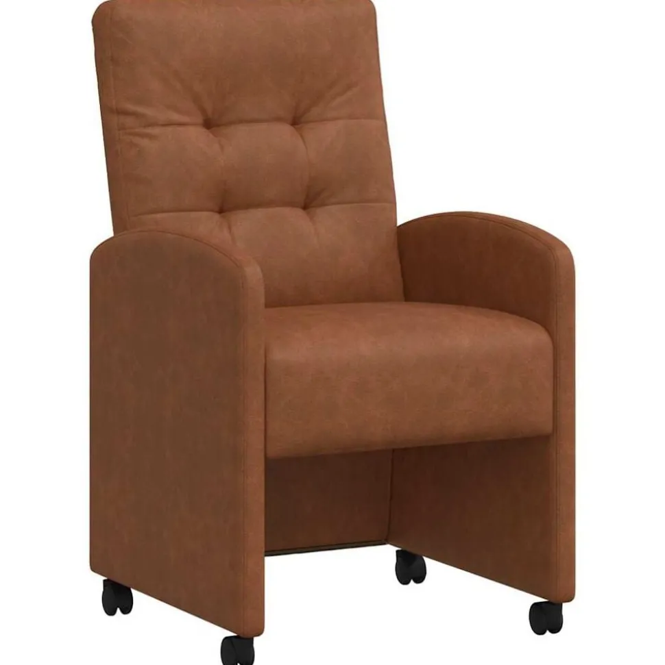 vidaXL Eetkamerstoelen met Wieltjes 2 pcs Bruin 58 x 67 x 97 cm