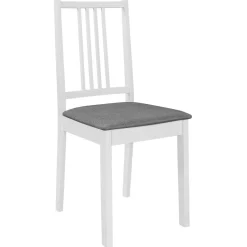 vidaXL Eetkamerstoelen met kussens 4 st massief hout wit