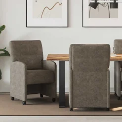 vidaXL Eetkamerstoelen met Wieltjes 2 pcs Donkergrijs 57 x 67 x 95 cm