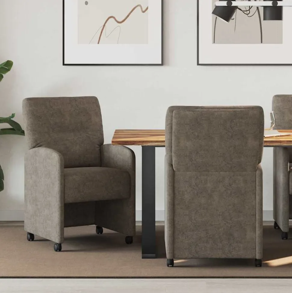 vidaXL Eetkamerstoelen met Wieltjes 2 pcs Donkergrijs 57 x 67 x 95 cm
