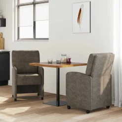 vidaXL Eetkamerstoelen met Wieltjes 2 pcs Donkergrijs 57 x 67 x 95 cm