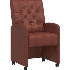 vidaXL Eetkamerstoelen met Wieltjes 2 pcs Glanzend bruin Kunstleer