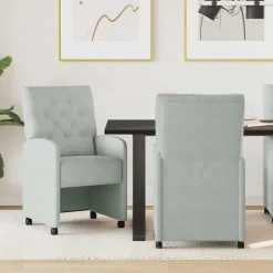 vidaXL Eetkamerstoelen met Wieltjes 2 pcs Lichtgrijs 58 x 67 x 97 cm