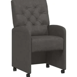 vidaXL Eetkamerstoelen met Wieltjes 2 pcs Zwart 58 x 67 x 97 cm