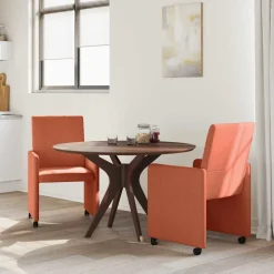 vidaXL Eetkamerstoelen met Wieltjes 2 pcs Rood-oranje 57 x 66 x 94 cm