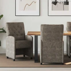 vidaXL Eetkamerstoelen met Wieltjes 2 pcs Donkergrijs 58 x 67 x 97 cm