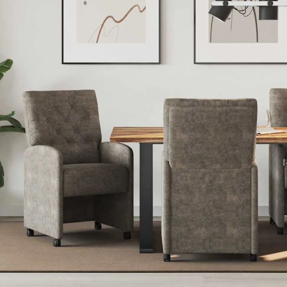 vidaXL Eetkamerstoelen met Wieltjes 2 pcs Donkergrijs 58 x 67 x 97 cm