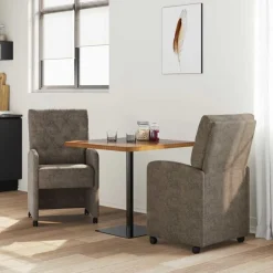 vidaXL Eetkamerstoelen met Wieltjes 2 pcs Donkergrijs 58 x 67 x 97 cm