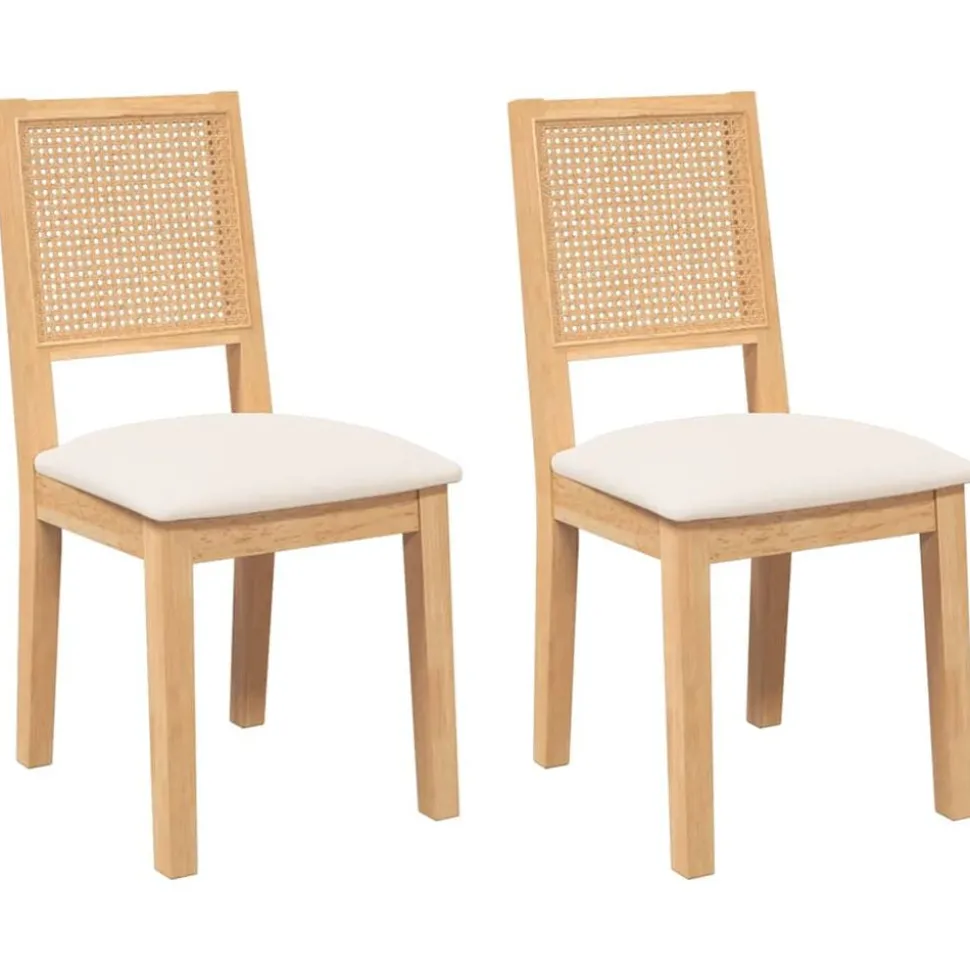 vidaXL Eetkamerstoelen met kussens 2 st massief hout rubber