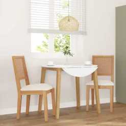 vidaXL Eetkamerstoelen met kussens 2 st massief hout rubber