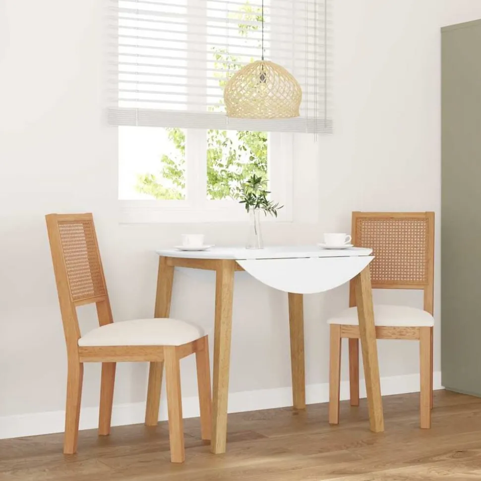vidaXL Eetkamerstoelen met kussens 2 st massief hout rubber