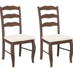 vidaXL Eetkamerstoelen met kussens 2 stuks bruin massief hout rubber