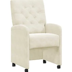 vidaXL Eetkamerstoelen met Wieltjes 2 pcs Crème 58 x 67 x 97 cm