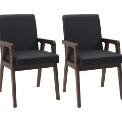 vidaXL Eetkamerstoelen met kussens 2 stuks bruin massief hout rubber