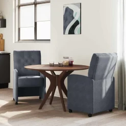 vidaXL Eetkamerstoelen met Wieltjes 2 pcs Donkergrijs 58 x 67 x 97 cm