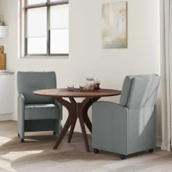 vidaXL Eetkamerstoelen met Wieltjes 2 pcs Lichtgrijs 57 x 67 x 95 cm
