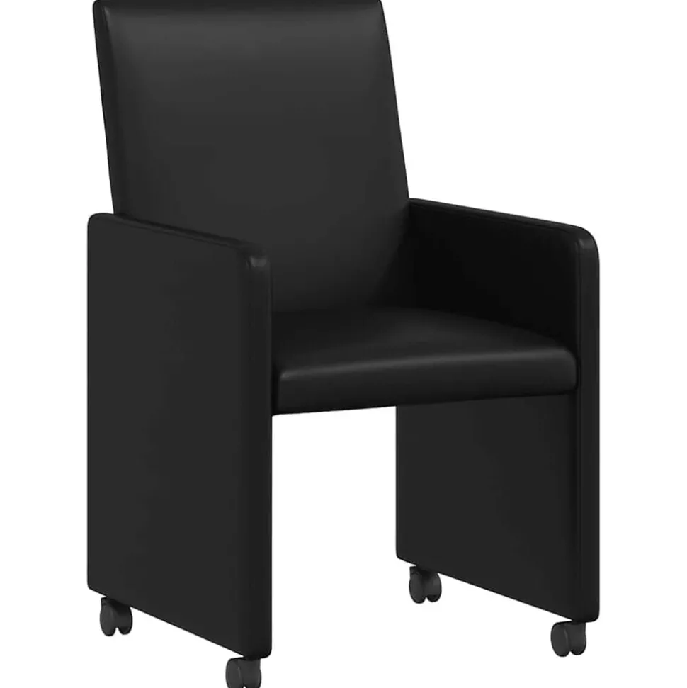 vidaXL Eetkamerstoelen met Wieltjes 2 pcs Zwart 57 x 66 x 94 cm
