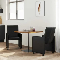 vidaXL Eetkamerstoelen met Wieltjes 2 pcs Zwart 57 x 66 x 94 cm