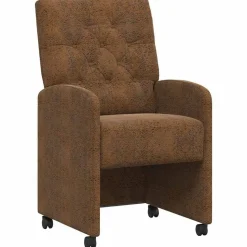 vidaXL Eetkamerstoelen met Wieltjes 2 pcs Bruin 58 x 67 x 97 cm