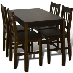 vidaXL Eettafel met 4 stoelen hout bruin