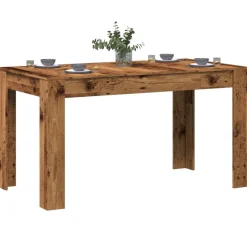 vidaXL Eettafel 140x74,5x76 cm bewerkt hout oud houtkleurig