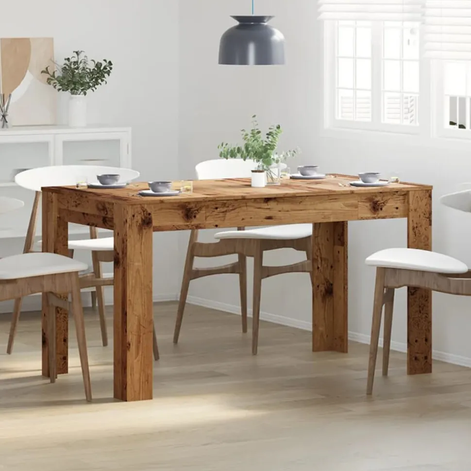 vidaXL Eettafel 140x74,5x76 cm bewerkt hout oud houtkleurig