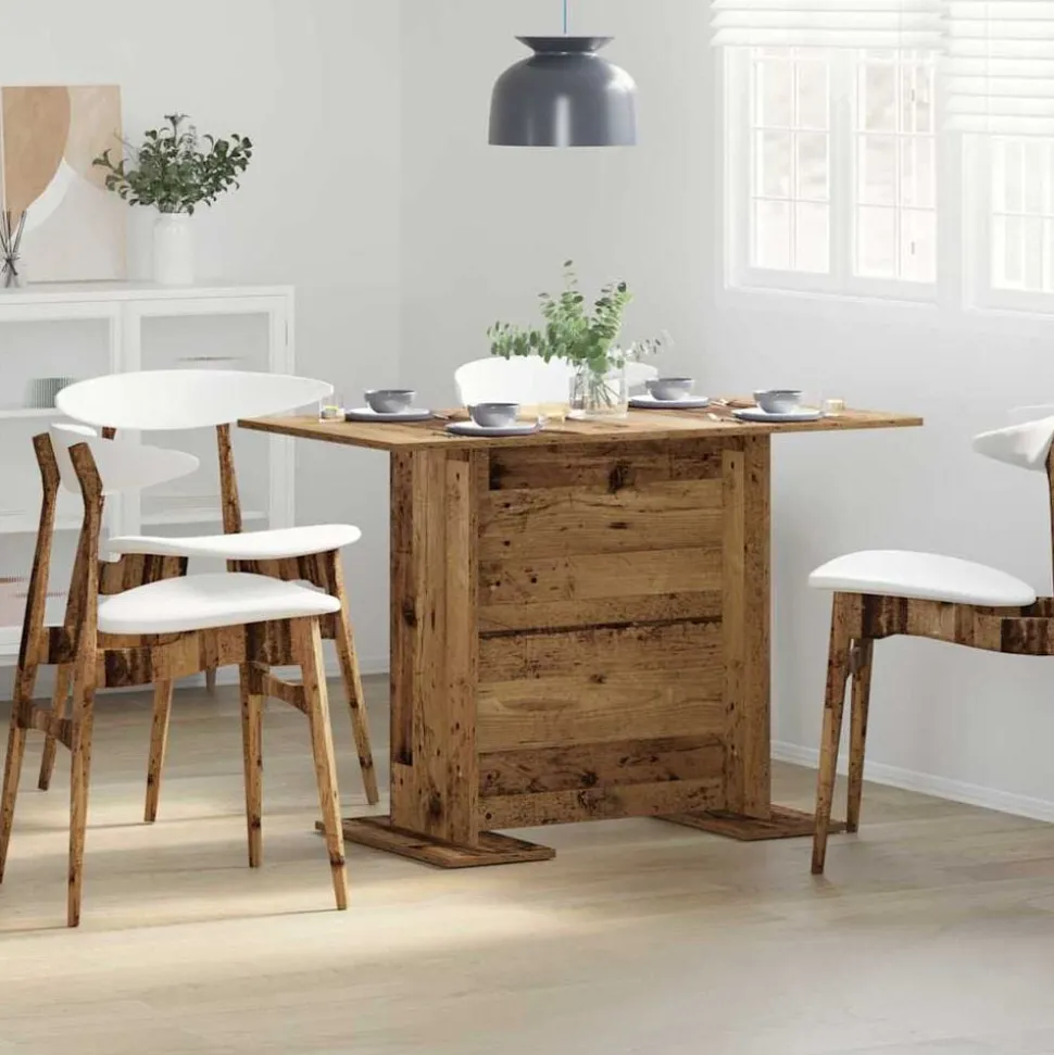 vidaXL Eettafel 110x60x75 cm bewerkt hout oud houtkleurig