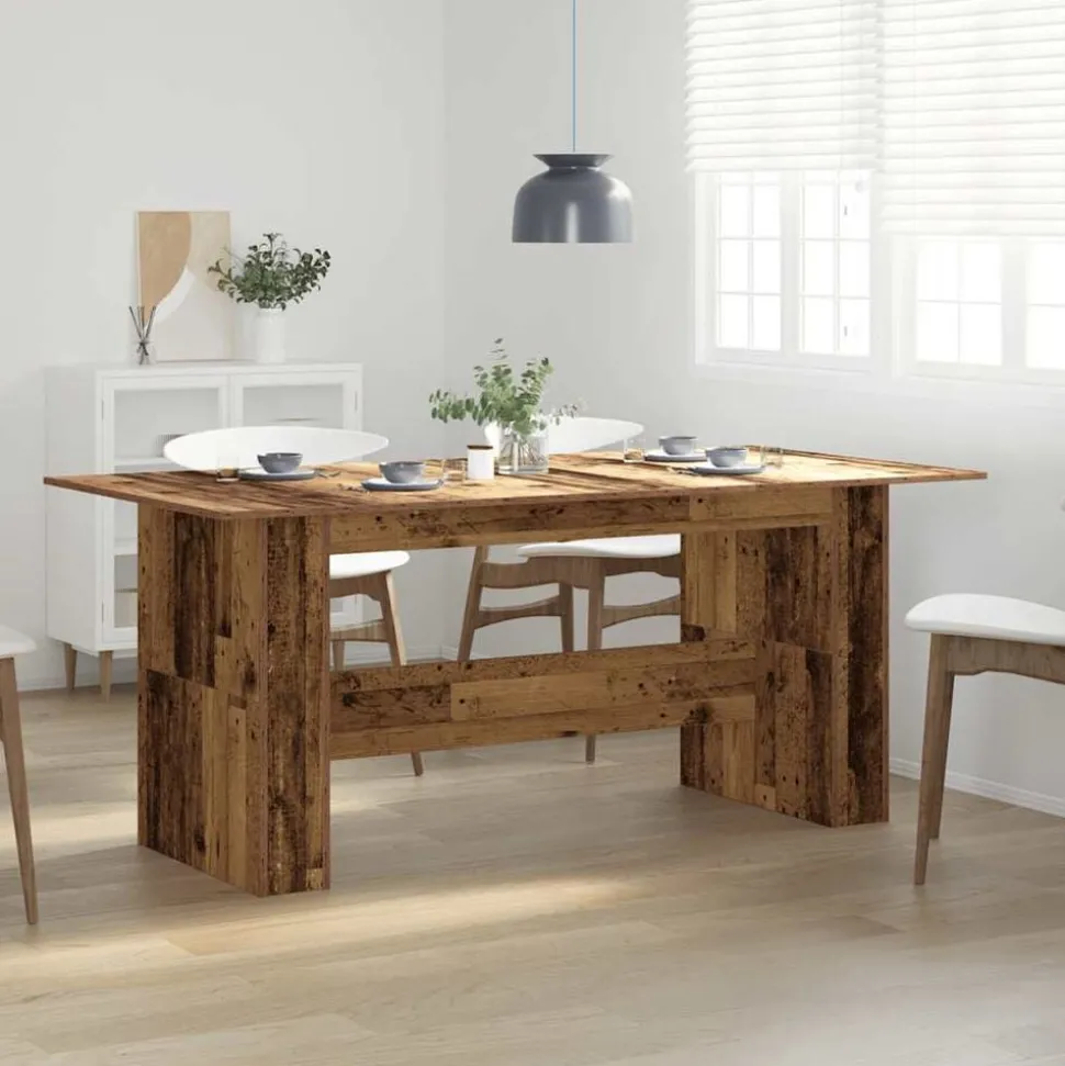 vidaXL Eettafel 180x90x76 cm bewerkt hout oud houtkleurig