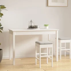 vidaXL Eettafel 110x55x75 cm massief grenenhout wit