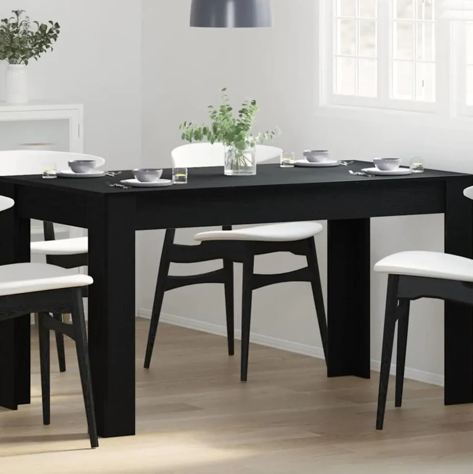 vidaXL Eettafel Zwart eiken 140 x 74,5 x 76 cm Bewerkt hout